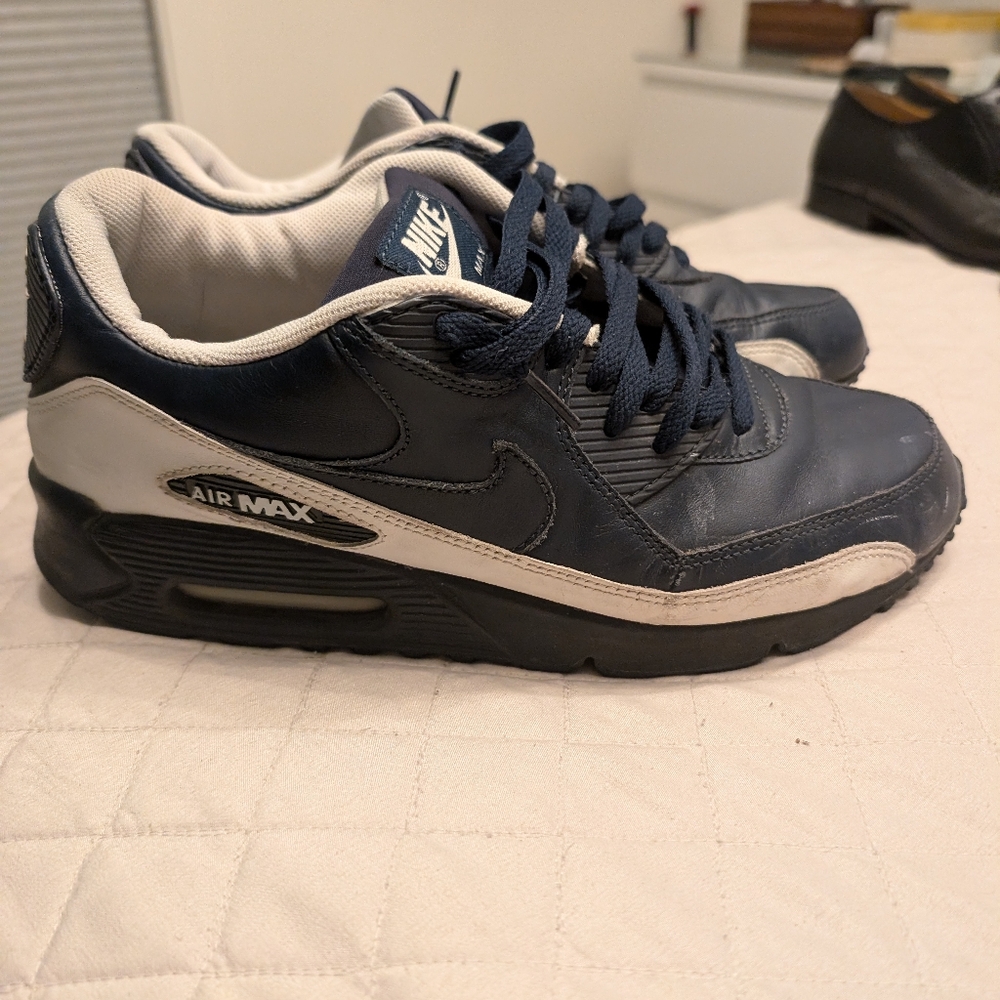 Navy Nike air max 90s leather